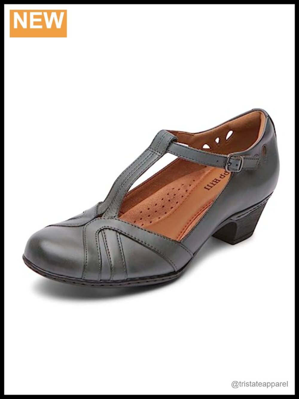 Cobb Hill Angelina Pump Leather Block Heel Round Toe Comfort